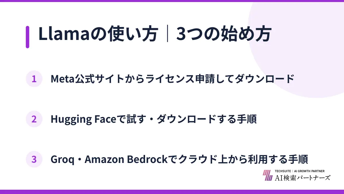 Llamaの使い方｜3つの始め方