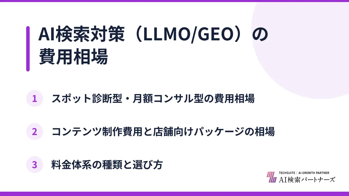 AI検索対策（LLMO/GEO）の費用相場