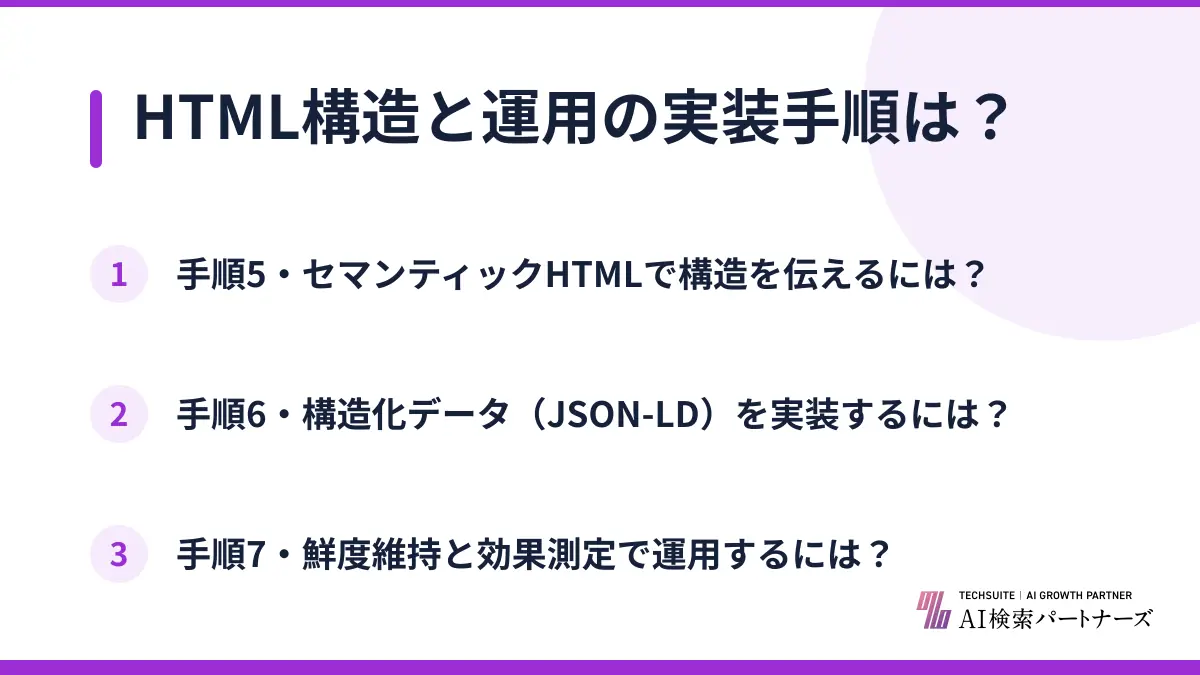 HTML構造と運用の実装手順は？