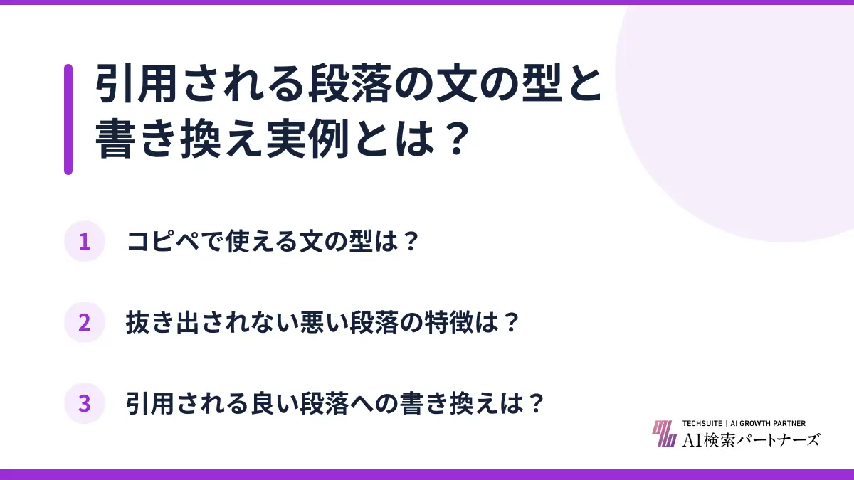 引用される段落の文の型と書き換え実例とは？