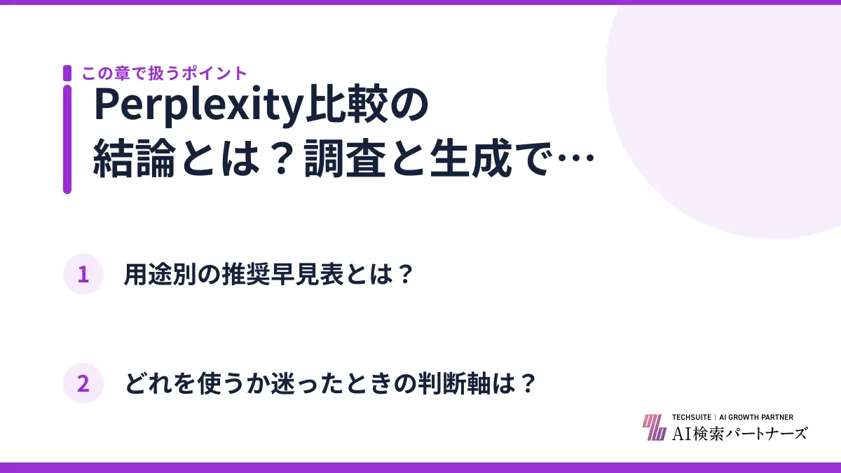 Perplexity比較の結論とは？調査と生成で使い分ける