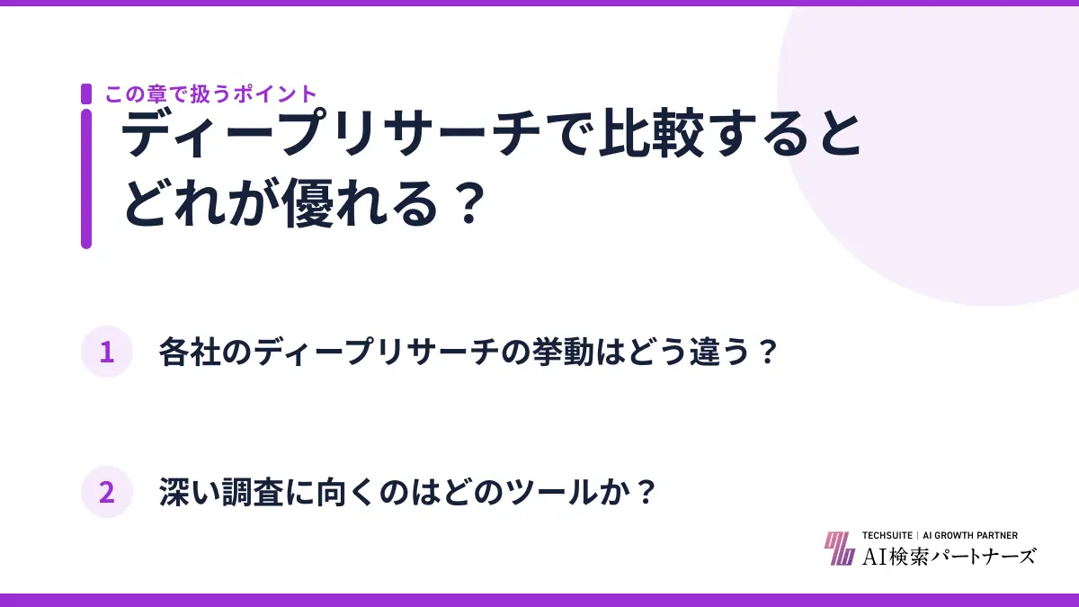ディープリサーチで比較するとどれが優れる？