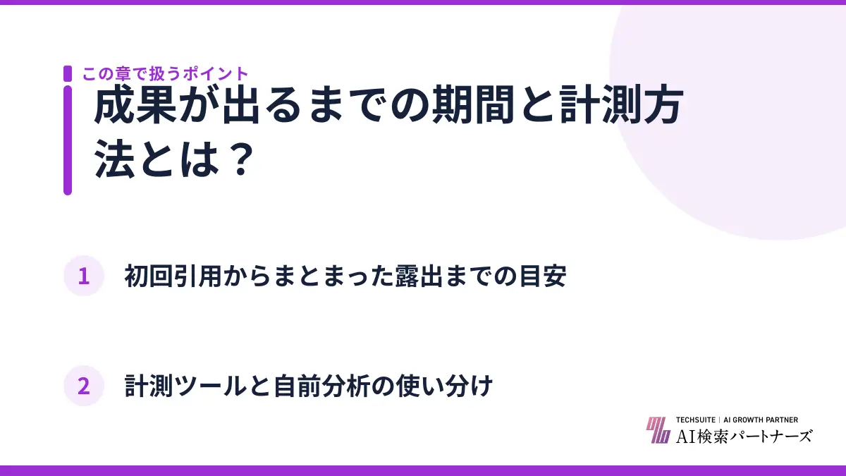 成果が出るまでの期間と計測方法とは？