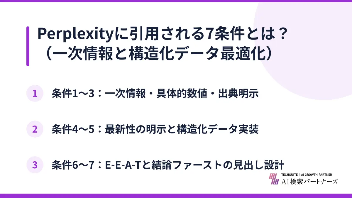 Perplexityに引用される7条件とは？（一次情報と構造化データ最適化）