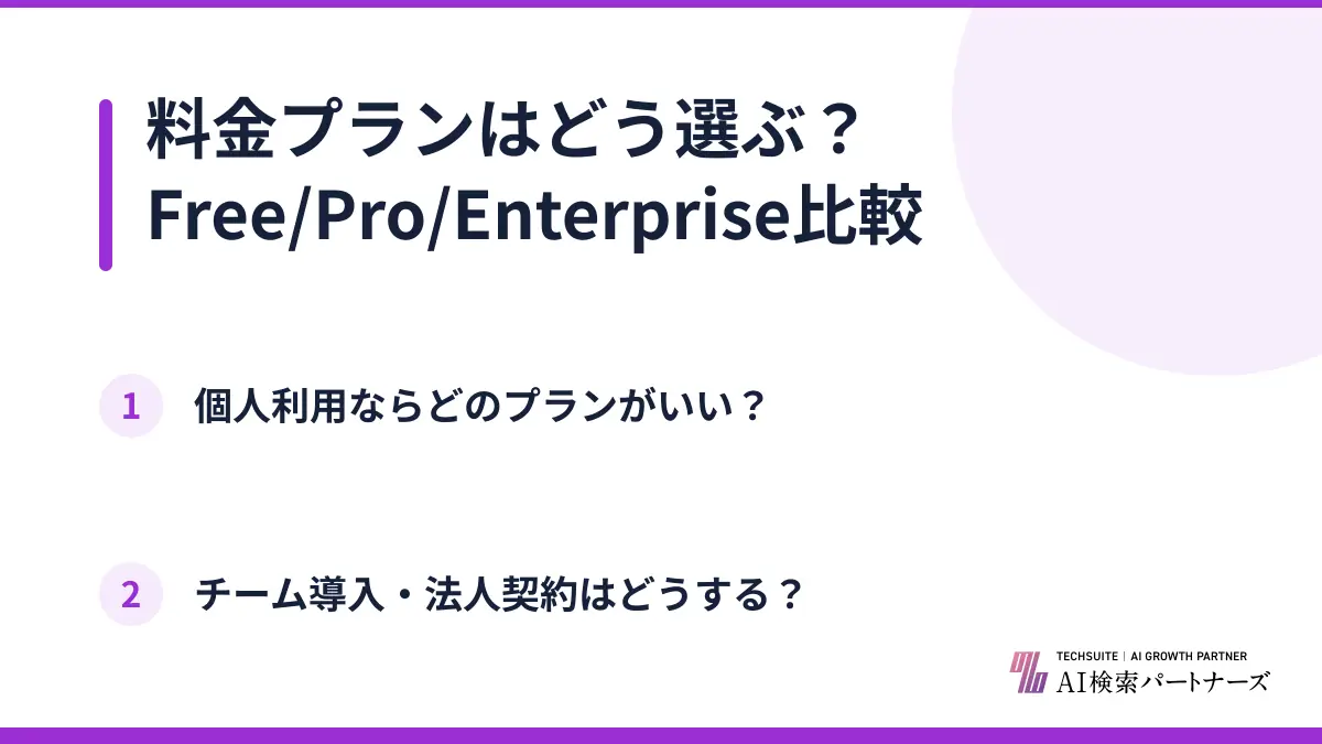 料金プランはどう選ぶ?Free/Pro/Enterprise比較