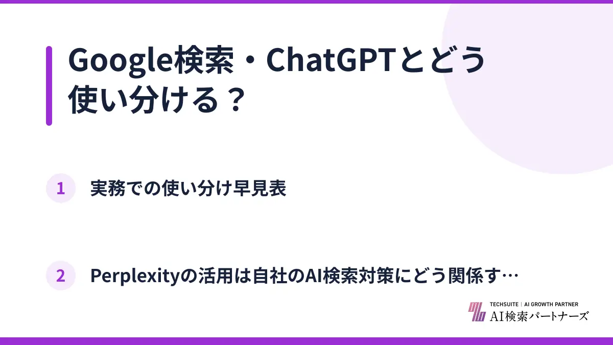 Google検索・ChatGPTとどう使い分ける?