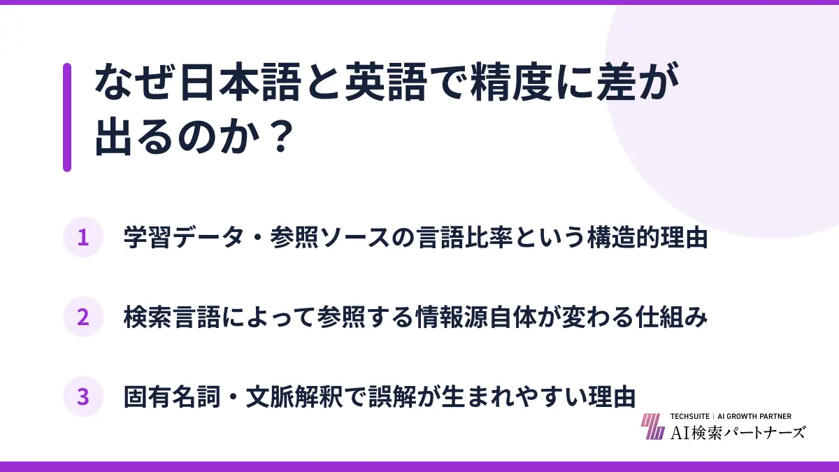 なぜ日本語と英語で精度に差が出るのか？