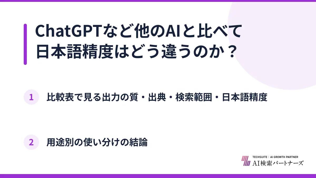 ChatGPTなど他のAIと比べて日本語精度はどう違うのか？