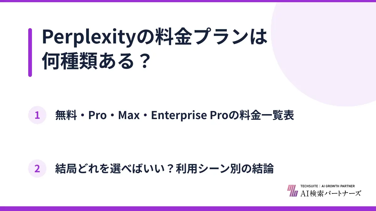 Perplexityの料金プランは何種類ある？