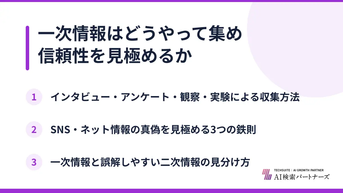 一次情報はどうやって集め信頼性を見極めるか