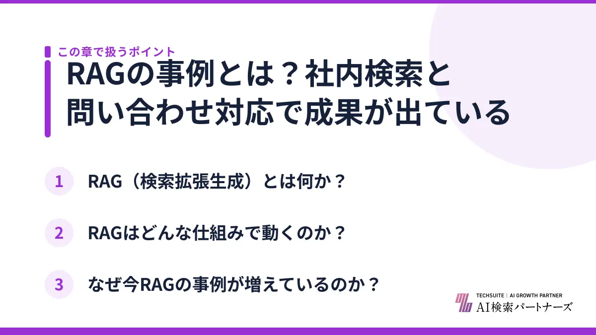 RAGの事例とは？社内検索と問い合わせ対応で成果が出ている