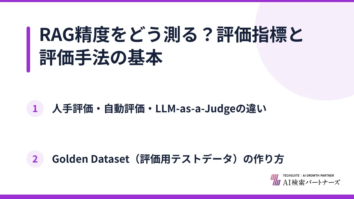 RAG精度をどう測る？評価指標と評価手法の基本