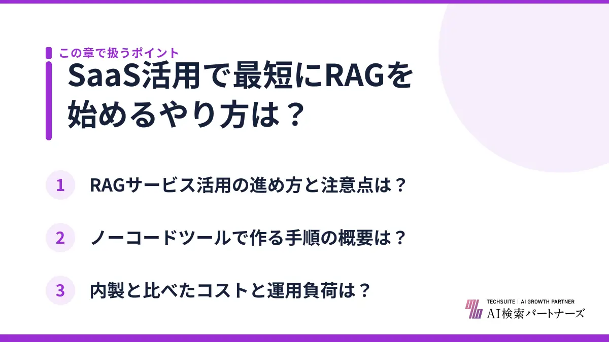 SaaS活用で最短にRAGを始めるやり方は？