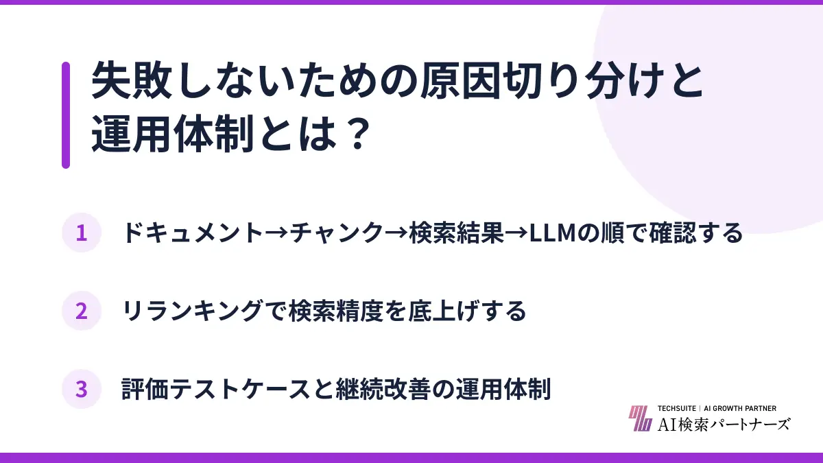 失敗しないための原因切り分けと運用体制とは？