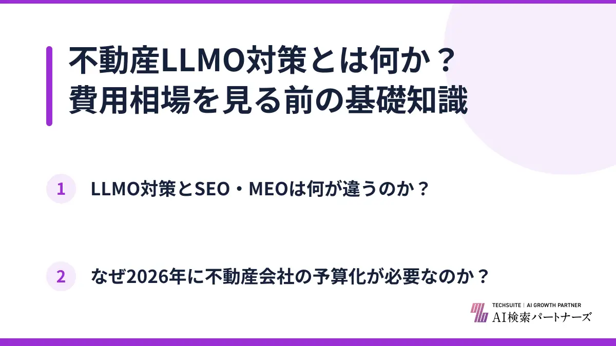 不動産LLMO対策とは何か?費用相場を見る前の基礎知識