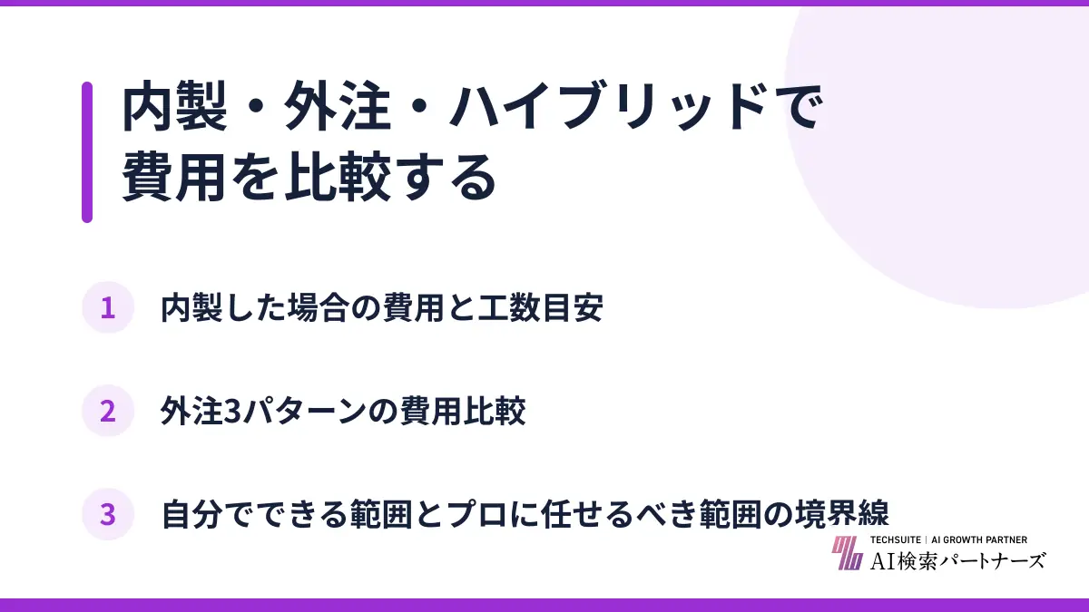 内製・外注・ハイブリッドで費用を比較する
