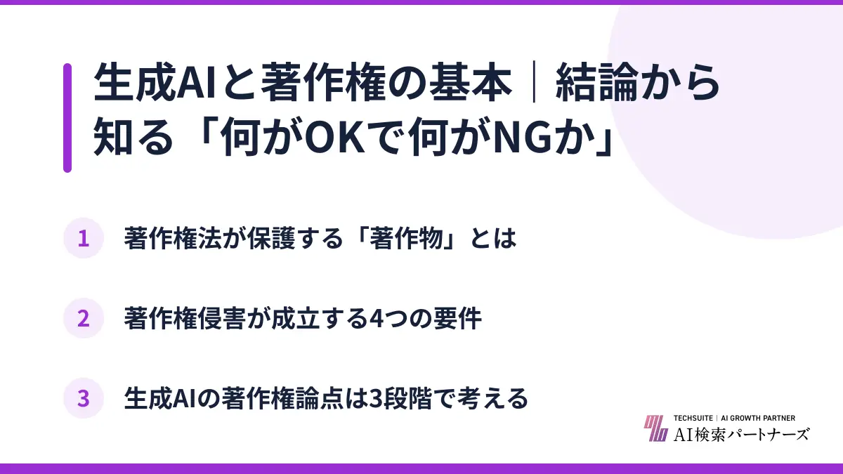 生成AIと著作権の基本｜結論から知る「何がOKで何がNGか」