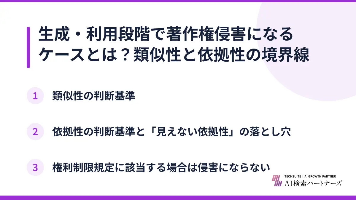生成・利用段階で著作権侵害になるケースとは？類似性と依拠性の境界線