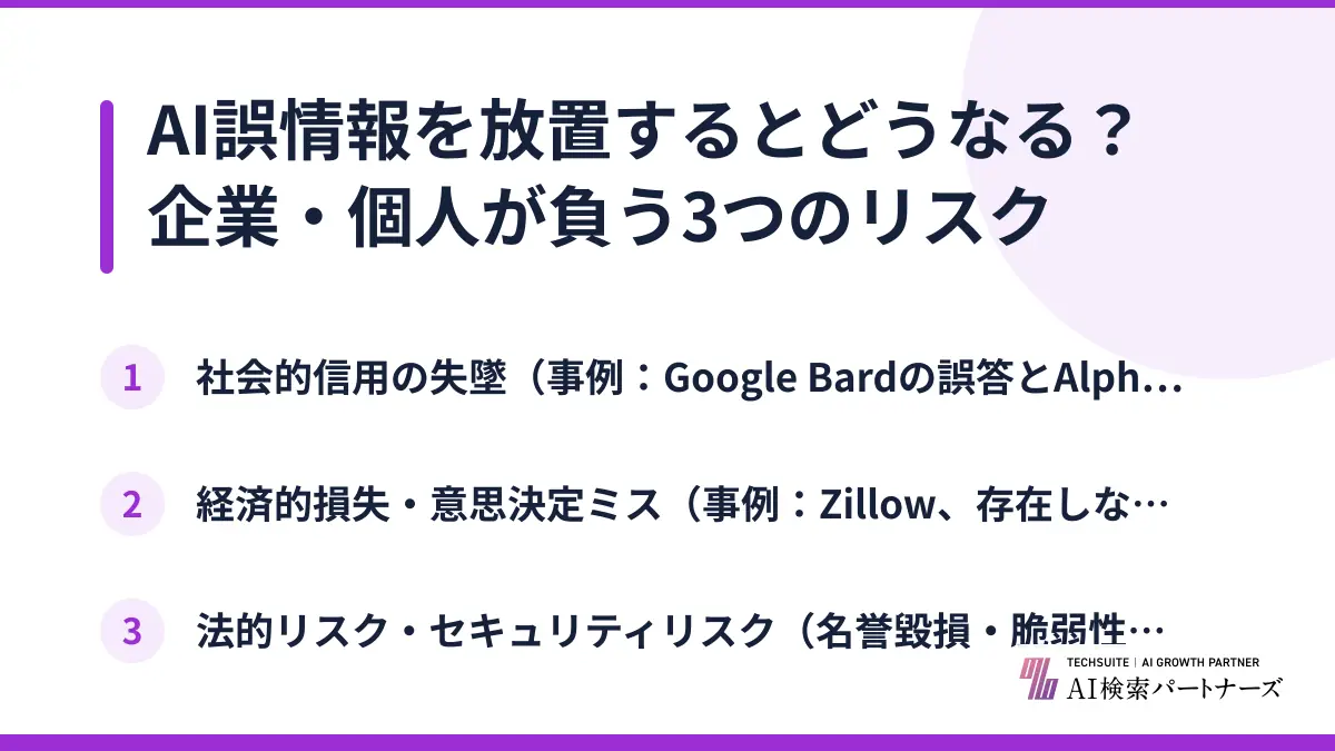 AI誤情報を放置するとどうなる？企業・個人が負う3つのリスク