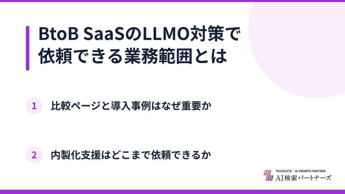 BtoB SaaSのLLMO対策で依頼できる業務範囲とは