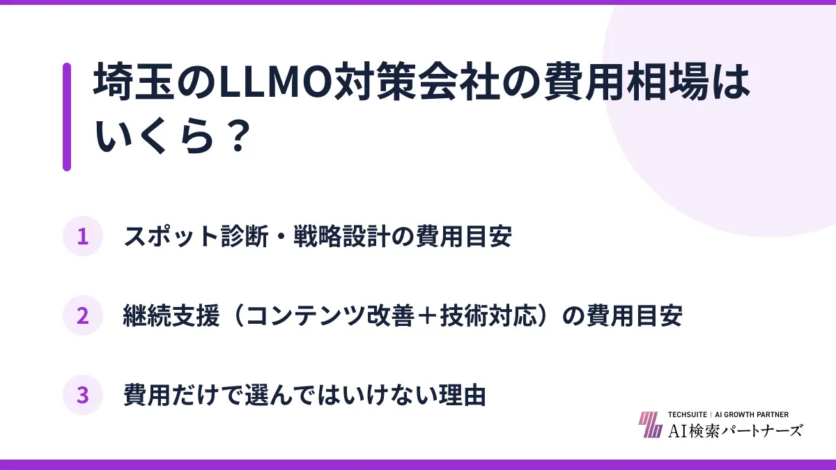 埼玉のLLMO対策会社の費用相場はいくら?