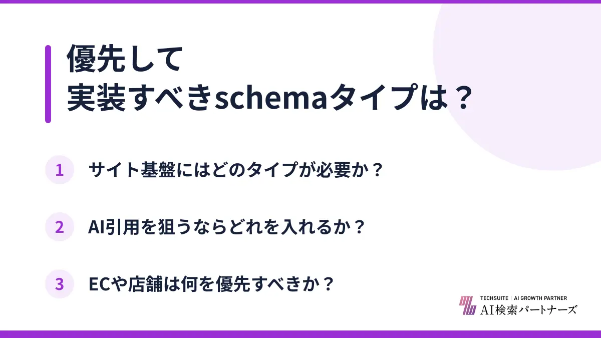 優先して実装すべきschemaタイプは?