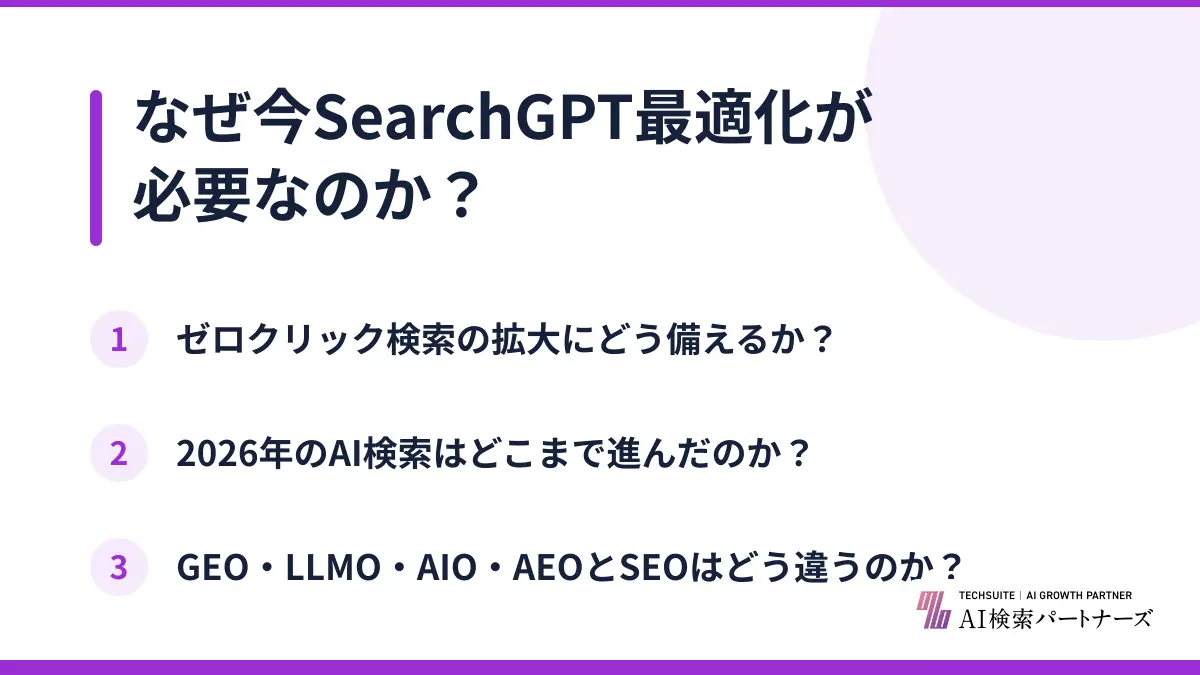 なぜ今SearchGPT最適化が必要なのか？