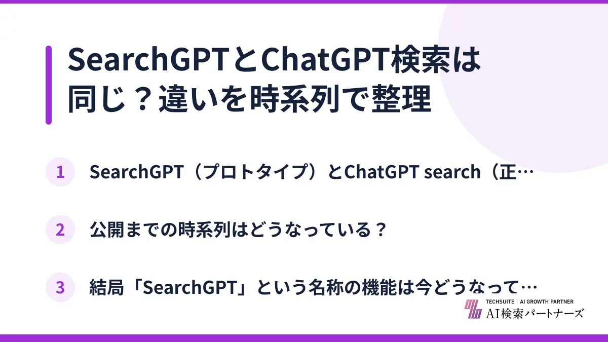 SearchGPTとChatGPT検索は同じ？違いを時系列で整理