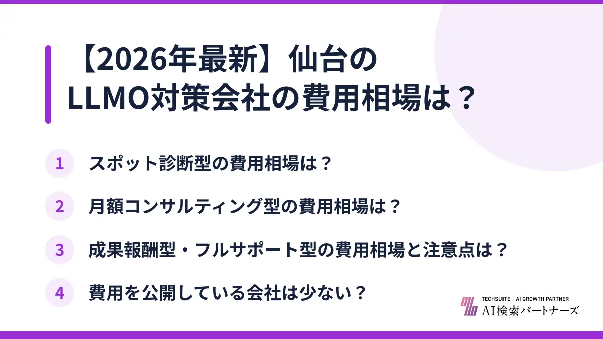 【2026年最新】仙台のLLMO対策会社の費用相場は?
