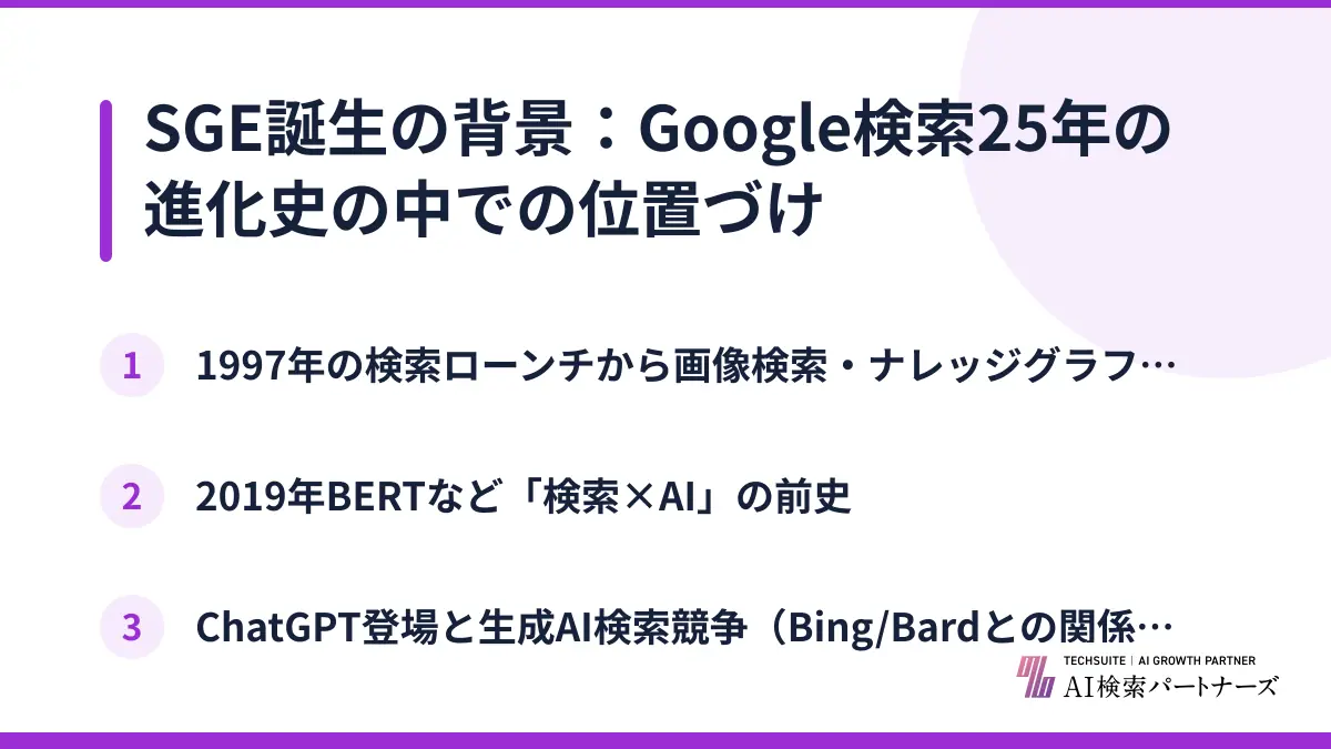 SGE誕生の背景：Google検索25年の進化史の中での位置づけ
