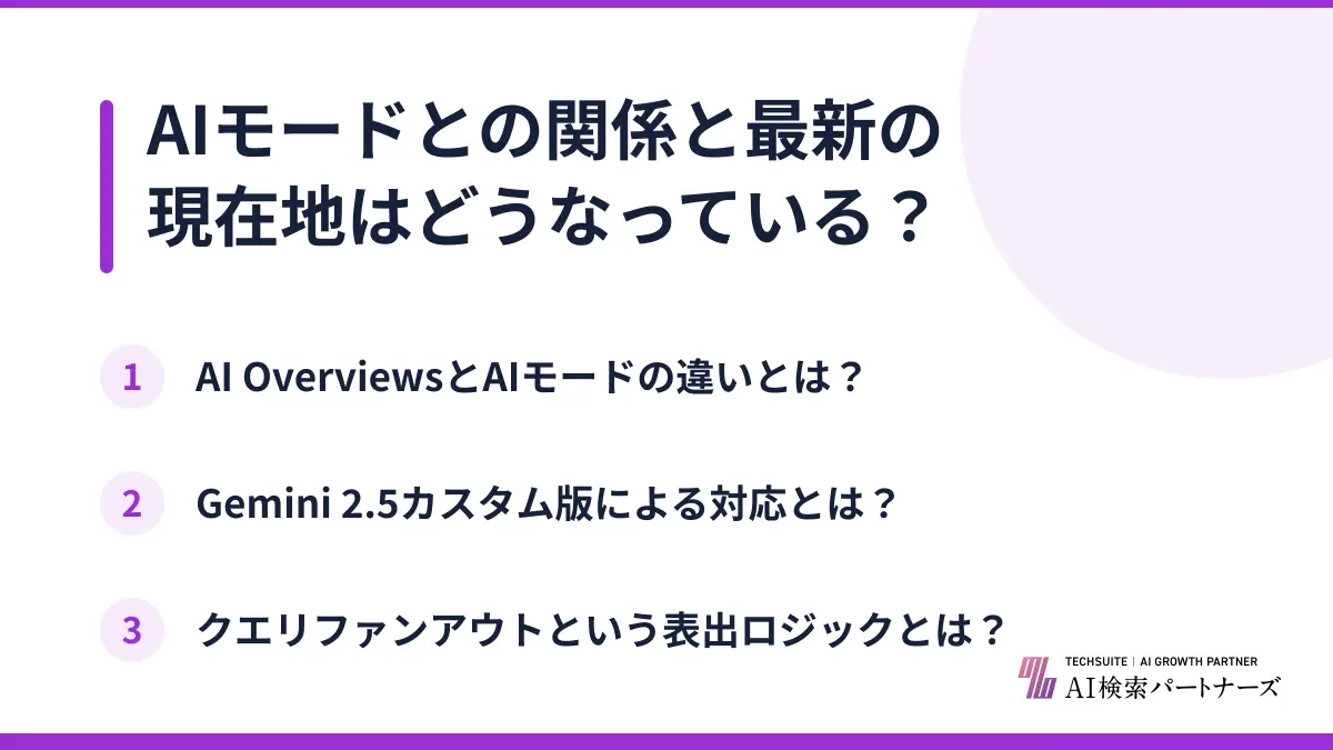 AIモードとの関係と最新の現在地はどうなっている?