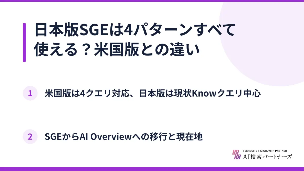 日本版SGEは4パターンすべて使える？米国版との違い