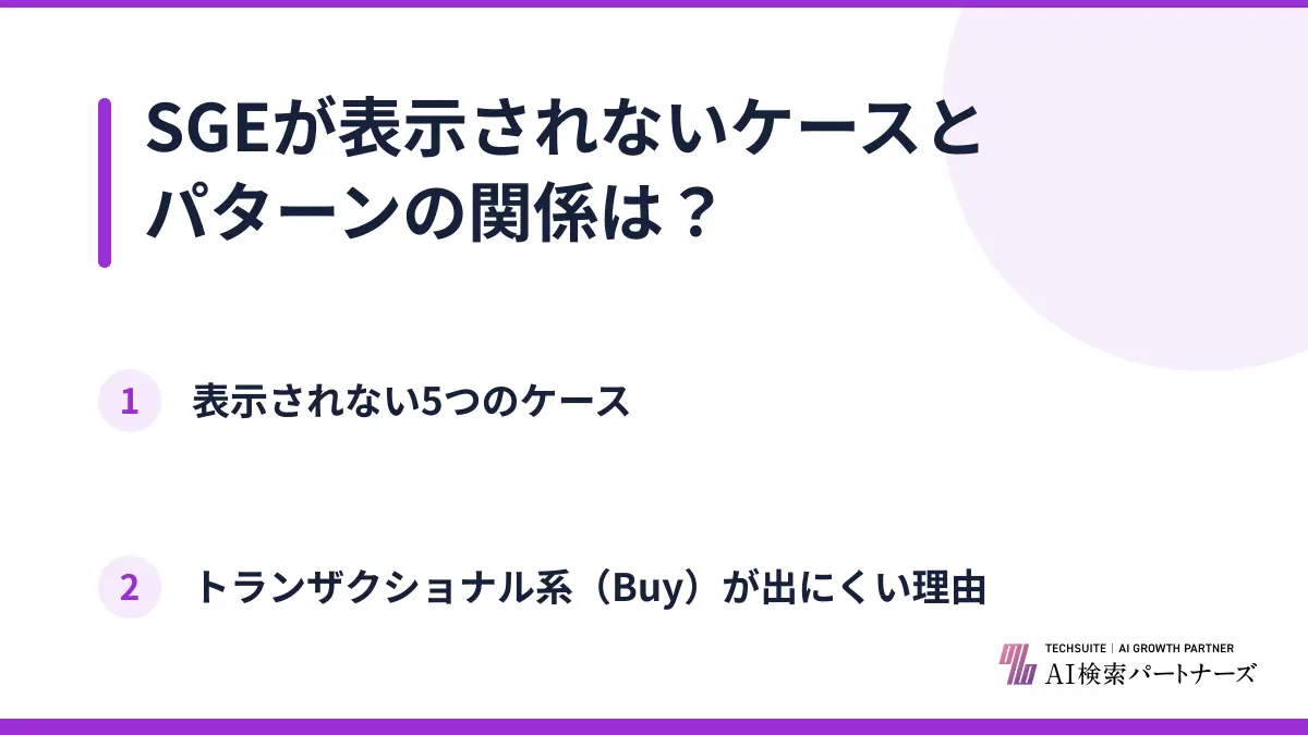 SGEが表示されないケースとパターンの関係は？