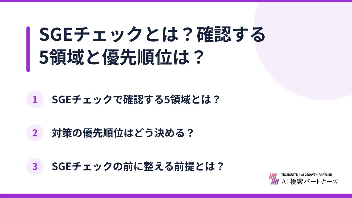SGEチェックとは?確認する5領域と優先順位は?