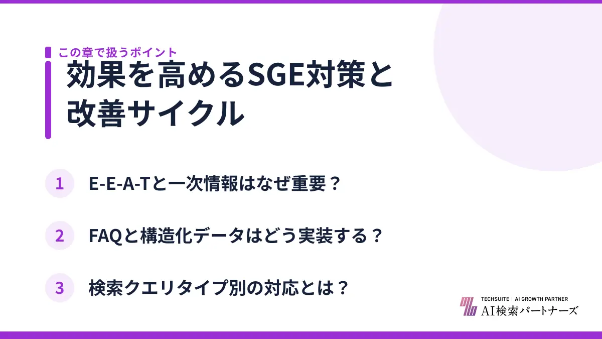 効果を高めるSGE対策と改善サイクル