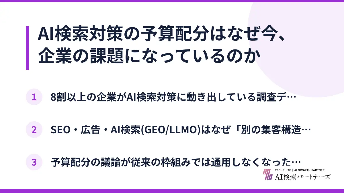 AI検索対策の予算配分はなぜ今、企業の課題になっているのか