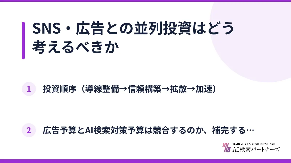 SNS・広告との並列投資はどう考えるべきか