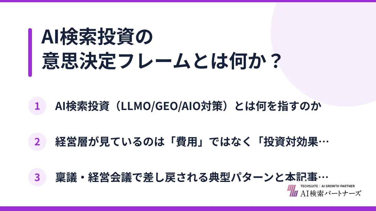 AI検索投資の意思決定フレームとは何か？