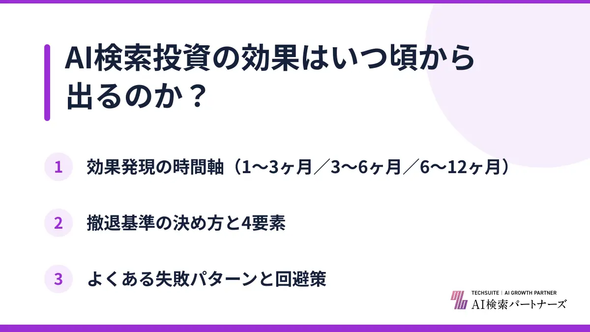 AI検索投資の効果はいつ頃から出るのか？