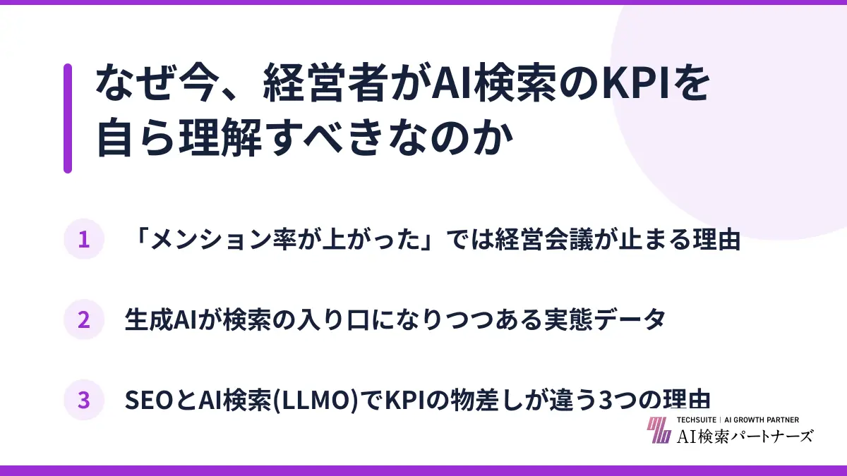 なぜ今、経営者がAI検索のKPIを自ら理解すべきなのか