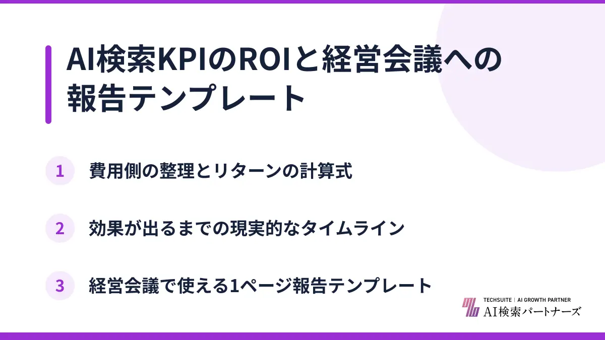 AI検索KPIのROIと経営会議への報告テンプレート
