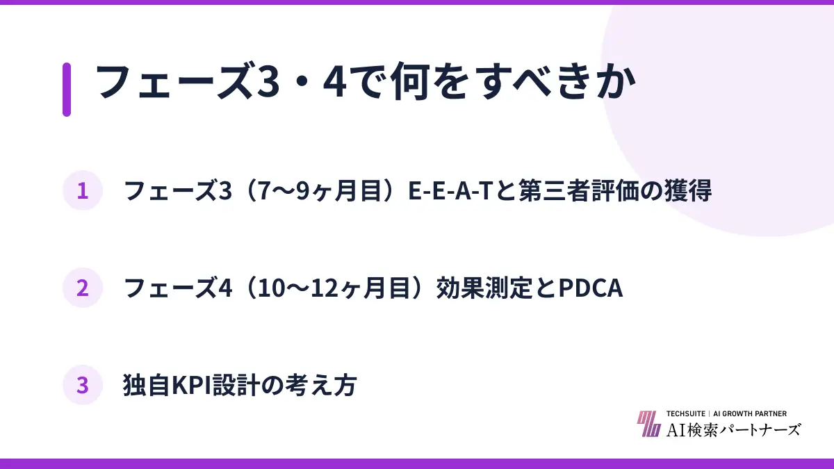 フェーズ3・4で何をすべきか