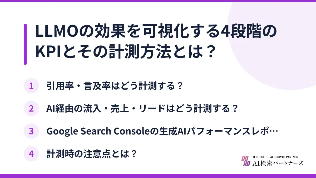 LLMOの効果を可視化する4段階のKPIとその計測方法とは?