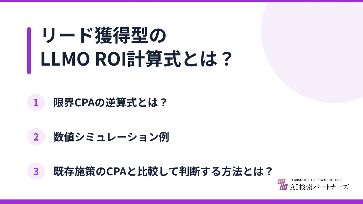 リード獲得型のLLMO ROI計算式とは?