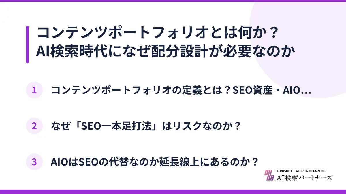 コンテンツポートフォリオとは何か？AI検索時代になぜ配分設計が必要なのか