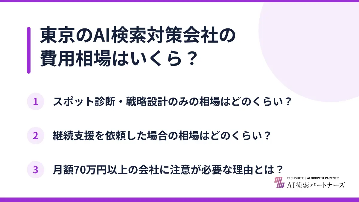 東京のAI検索対策会社の費用相場はいくら？