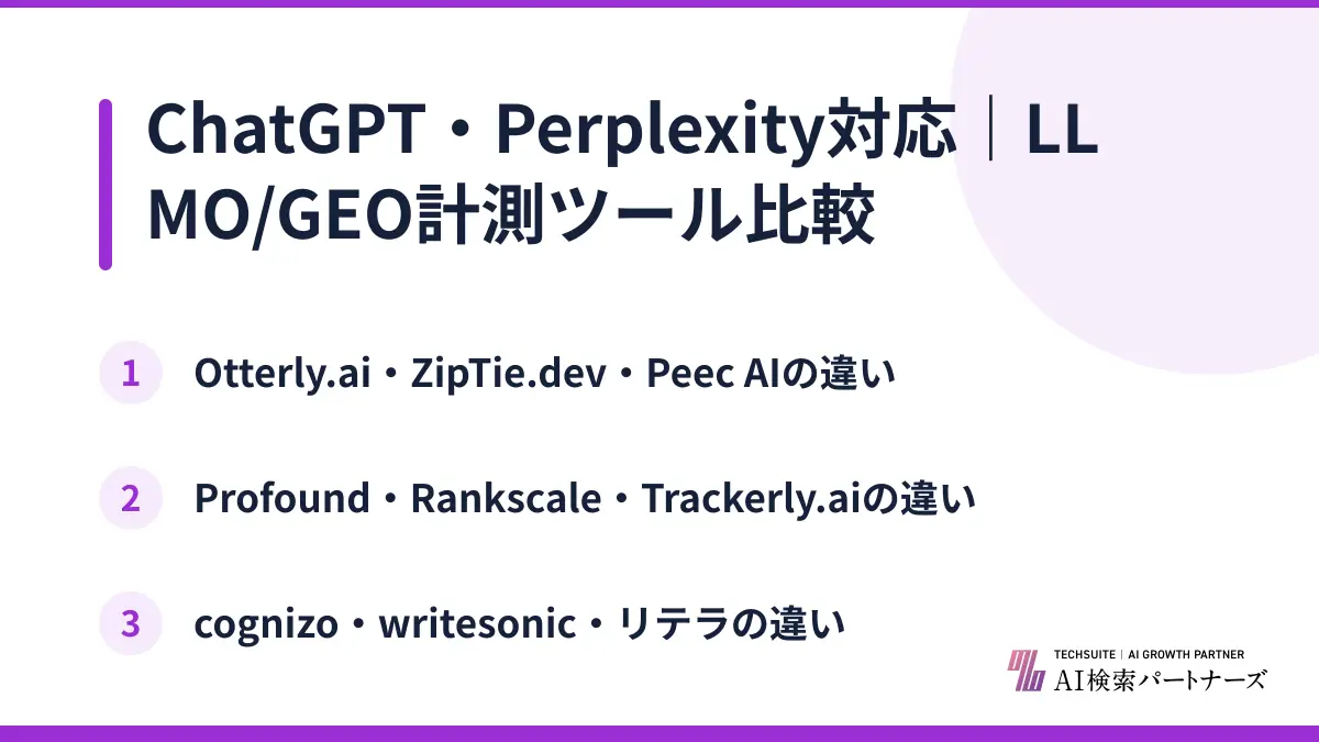 ChatGPT・Perplexity対応｜LLMO/GEO計測ツール比較