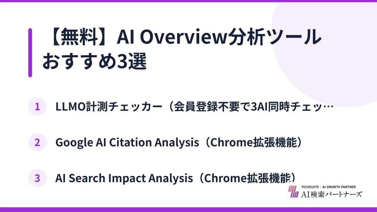 【無料】AI Overview分析ツールおすすめ3選