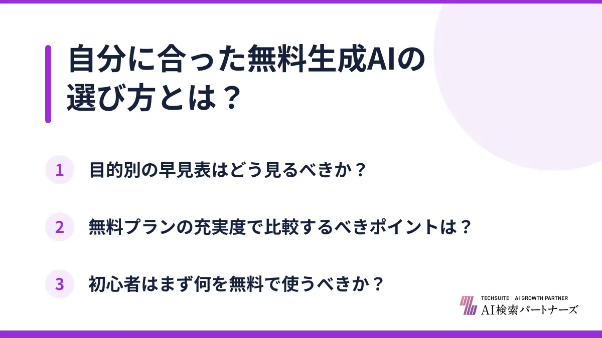 自分に合った無料生成AIの選び方とは?