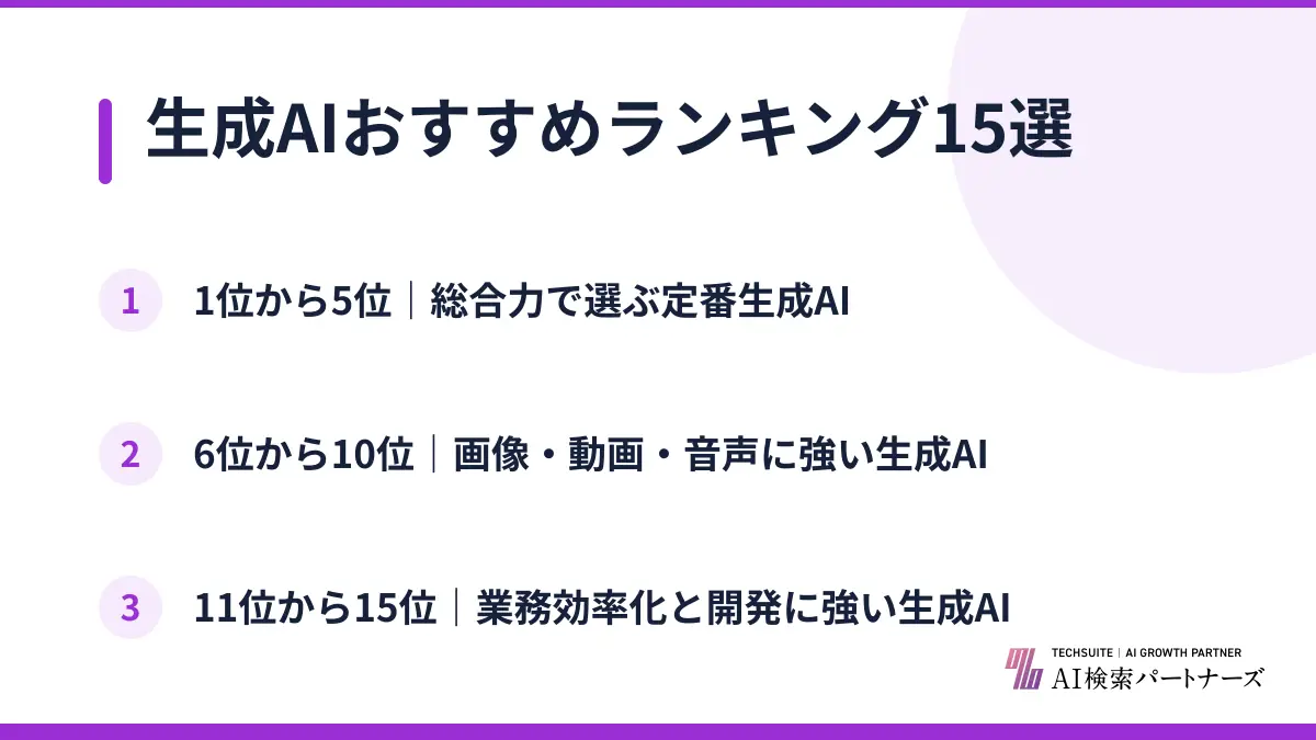 生成AIおすすめランキング15選